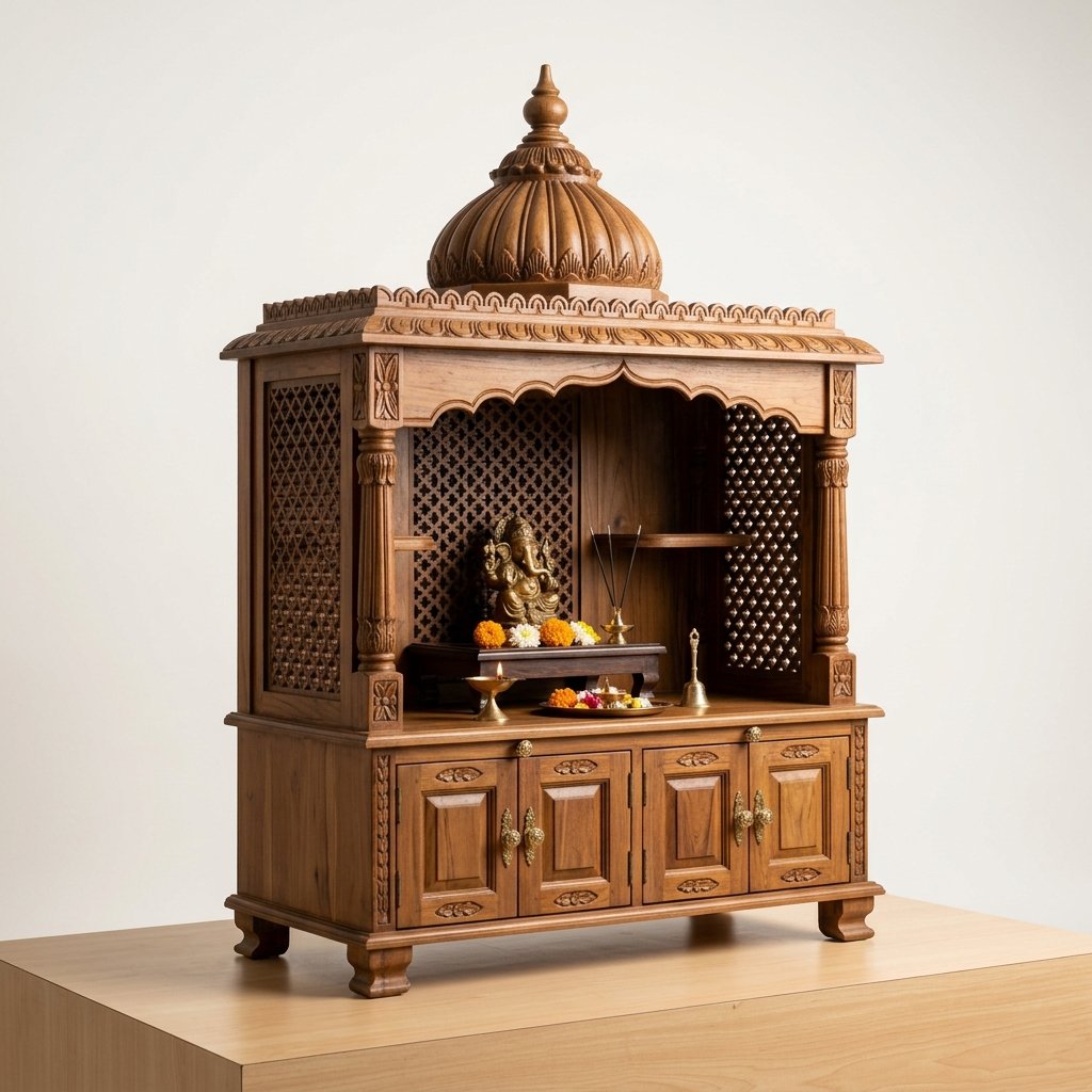 Classic Teak Lattice Mandir